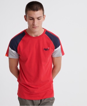 Superdry Orange Label Casual Baseball Férfi Pólók Piros | FEOJI5816